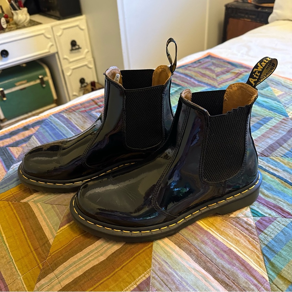 Doc Marten Black Patent Chelsea Boots *like new*